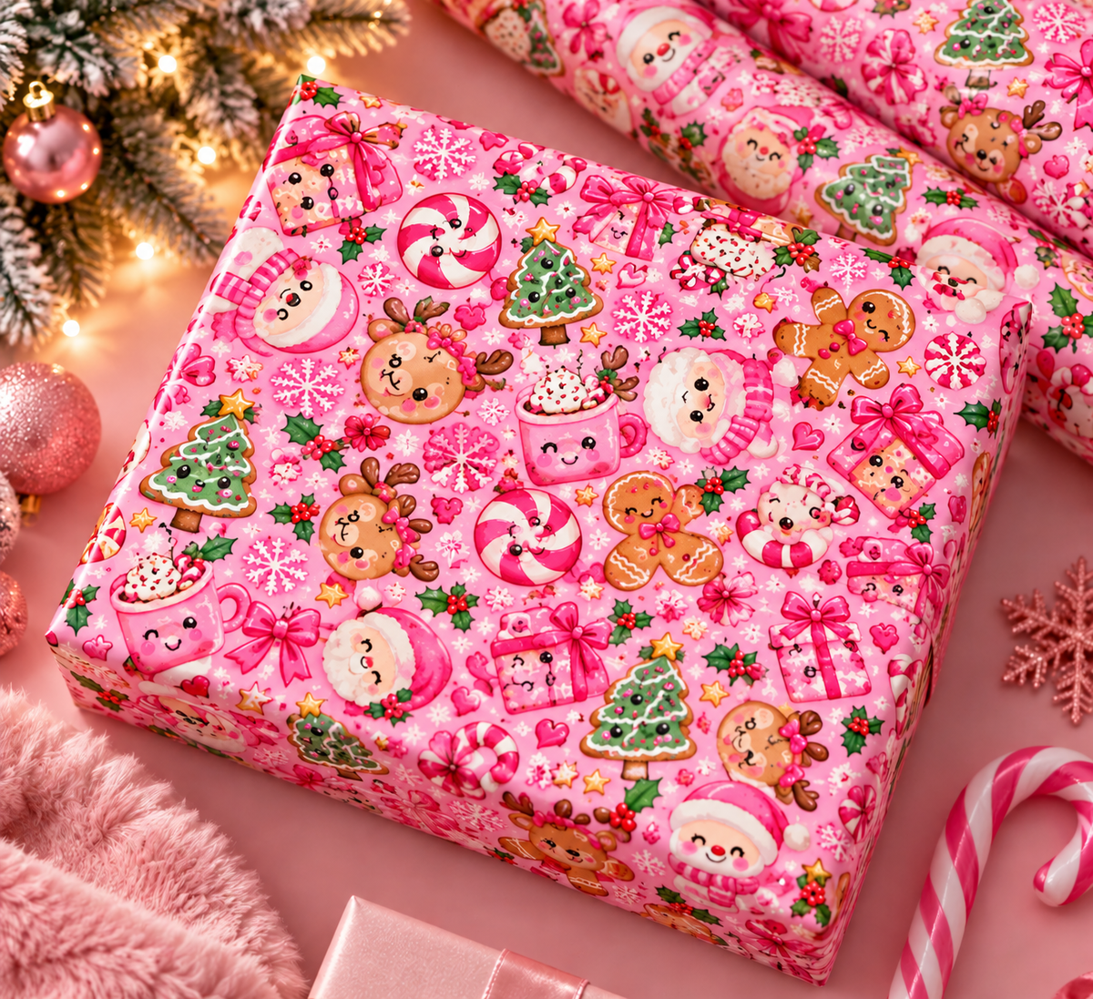 Pink Christmas Magic Wrapping Paper