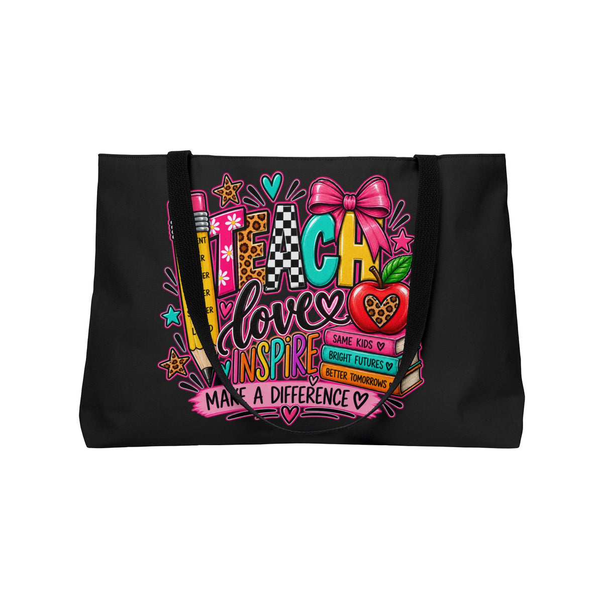 Teacher Love Weekender Tote Bag – 'Teach, Love, Inspire' School Tote