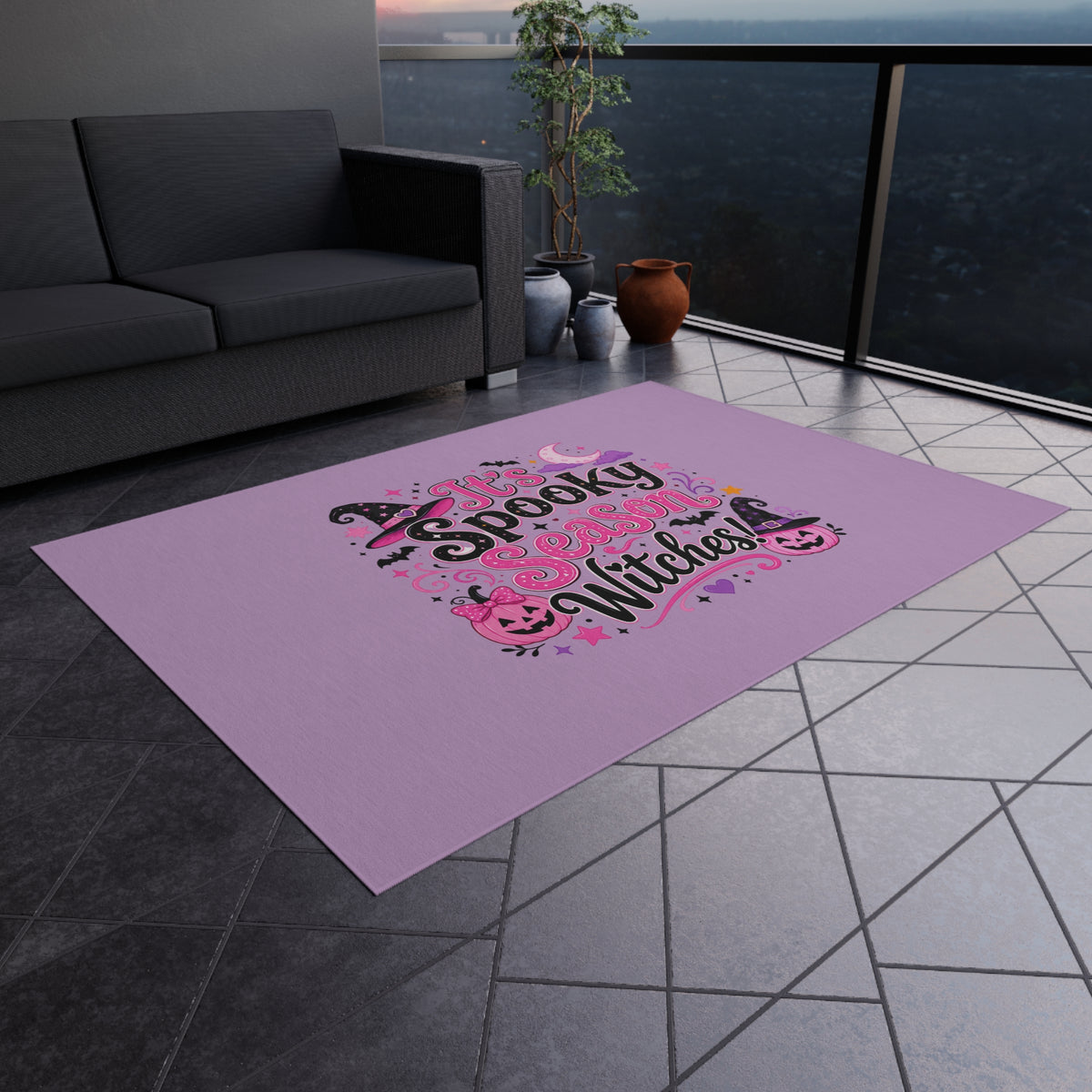 Outdoor Rug — "It's Spooky Season Witches" Halloween Porch Mat