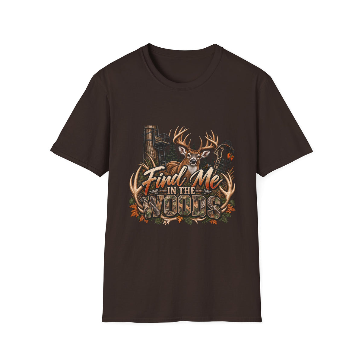 Find Me in the Woods T-Shirt — Deer Buck Hunting Nature Graphic Tee