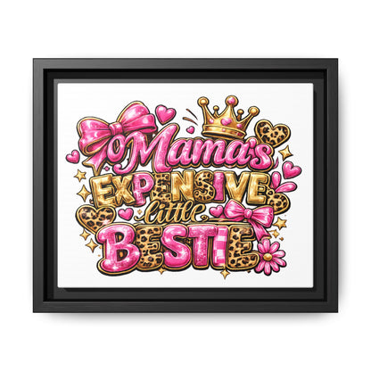 Framed Matte Canvas - "Mama's Expensive Little Bestie" Pink Leopard Wall Art