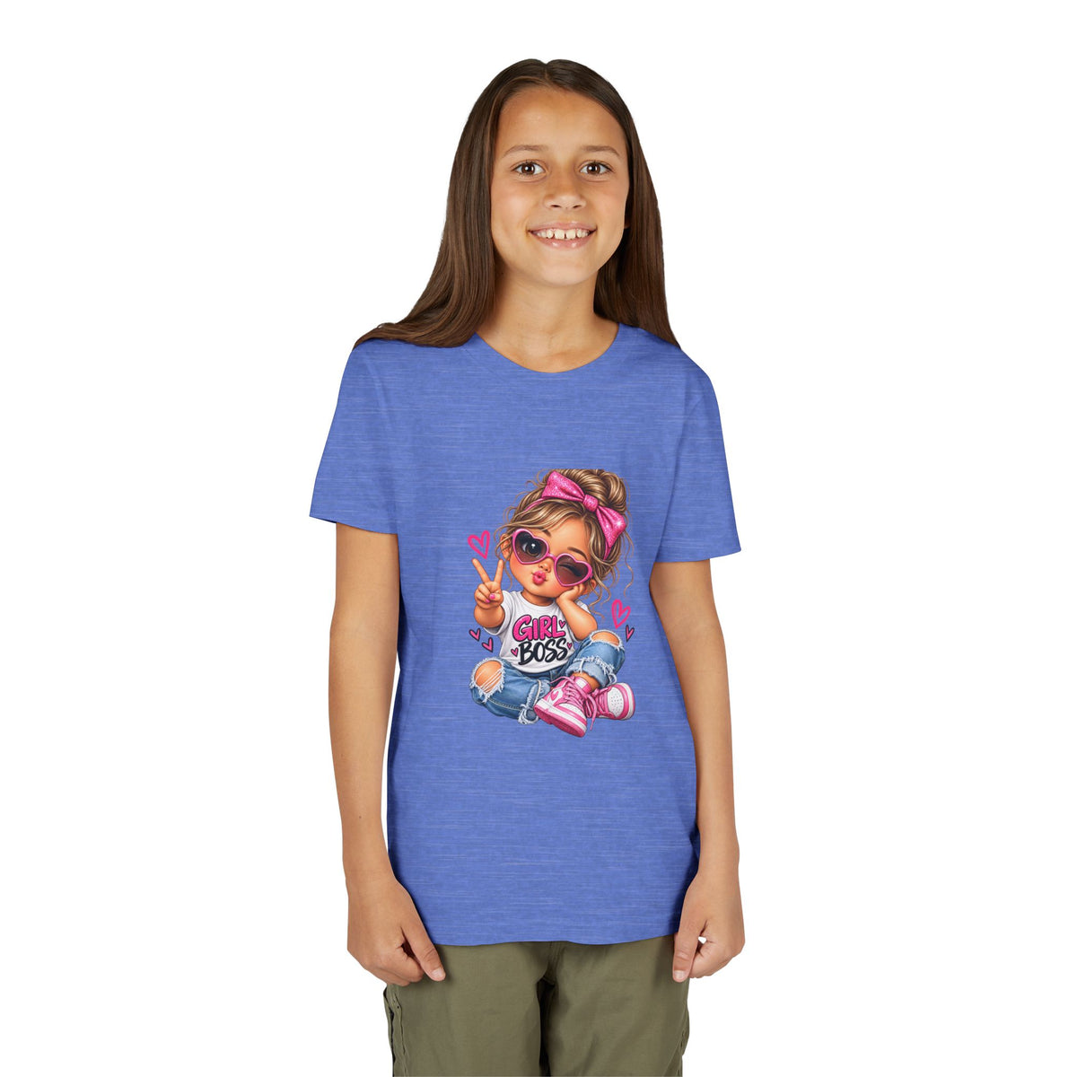 Girl Boss Youth Tee — Cute Cartoon Girl Graphic Shirt