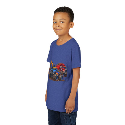 Kids Construction Trucks Tee — Monster Dump Truck & Excavator Graphic Youth Shirt
