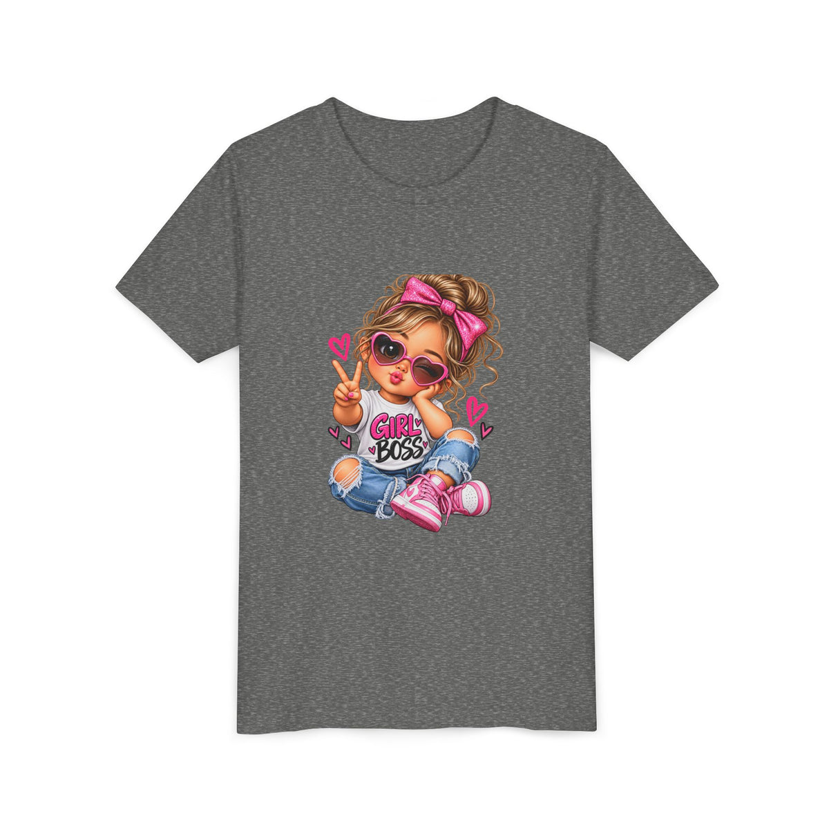 Girl Boss Youth Tee — Cute Cartoon Girl Graphic Shirt
