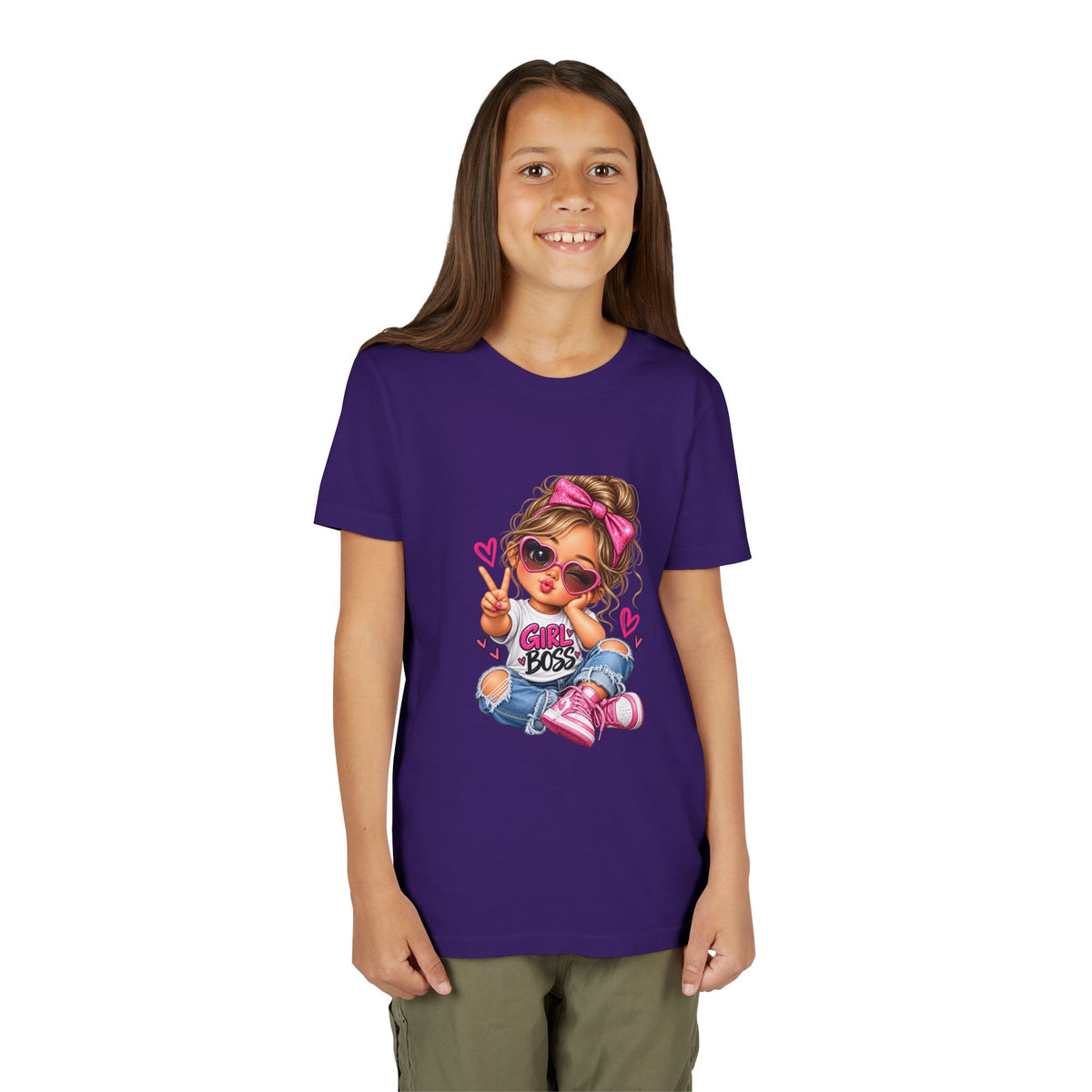 Girl Boss Youth Tee — Cute Cartoon Girl Graphic Shirt