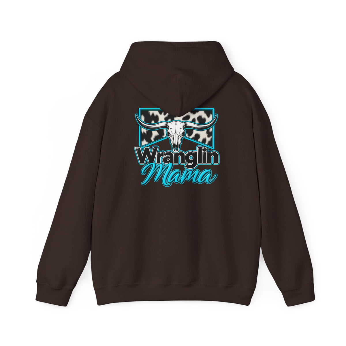 Wranglin Mama Hoodie - Western Cow Skull & Leopard Print Pullover for Cowgirl Moms