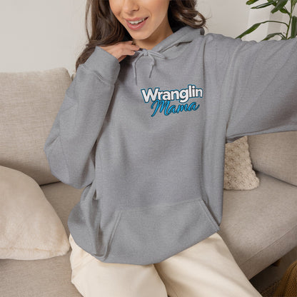 Wranglin Mama Hoodie - Western Cow Skull & Leopard Print Pullover for Cowgirl Moms