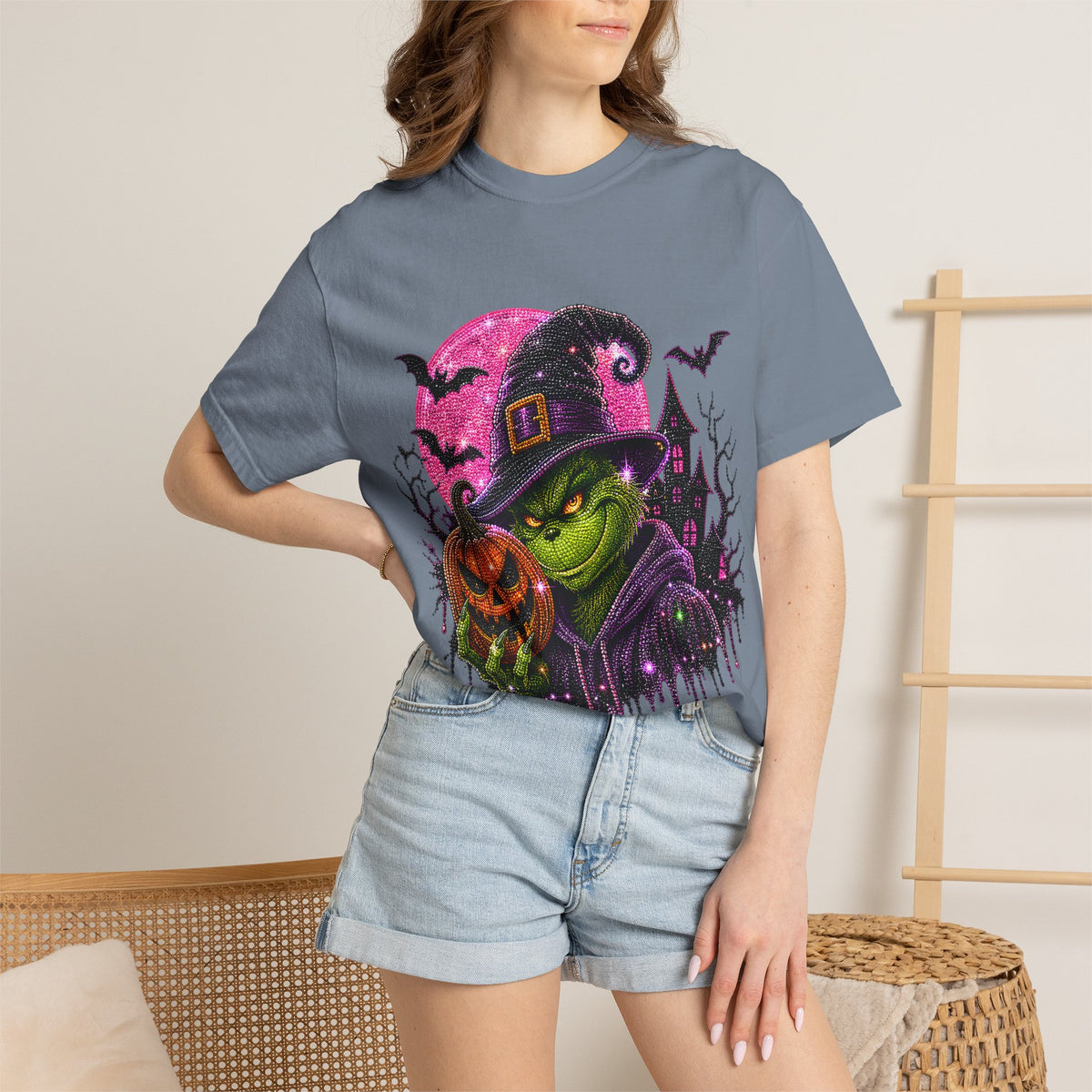 Wicked Green Witch Halloween T-Shirt — Pumpkin, Bats & Haunted Night Design