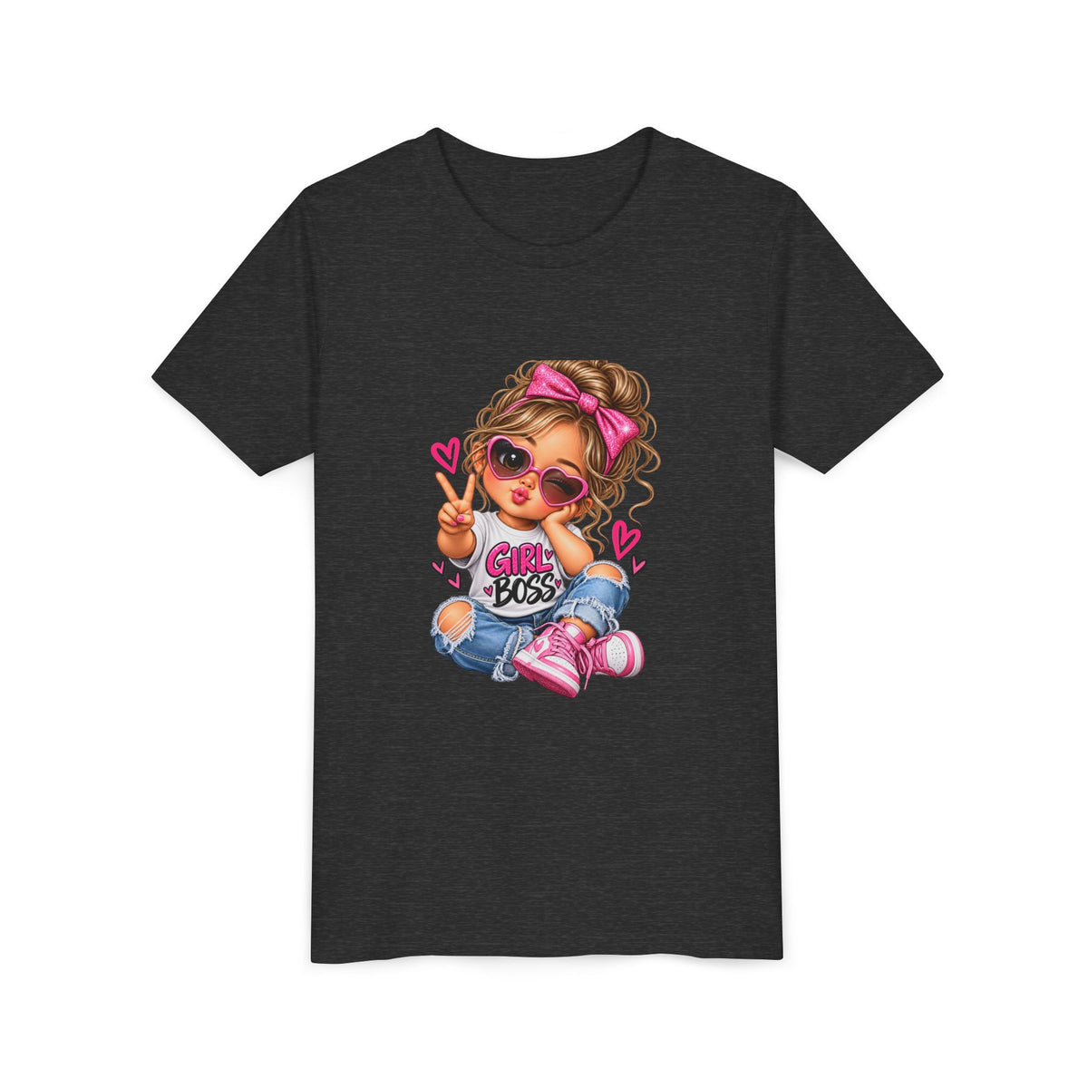 Girl Boss Youth Tee — Cute Cartoon Girl Graphic Shirt