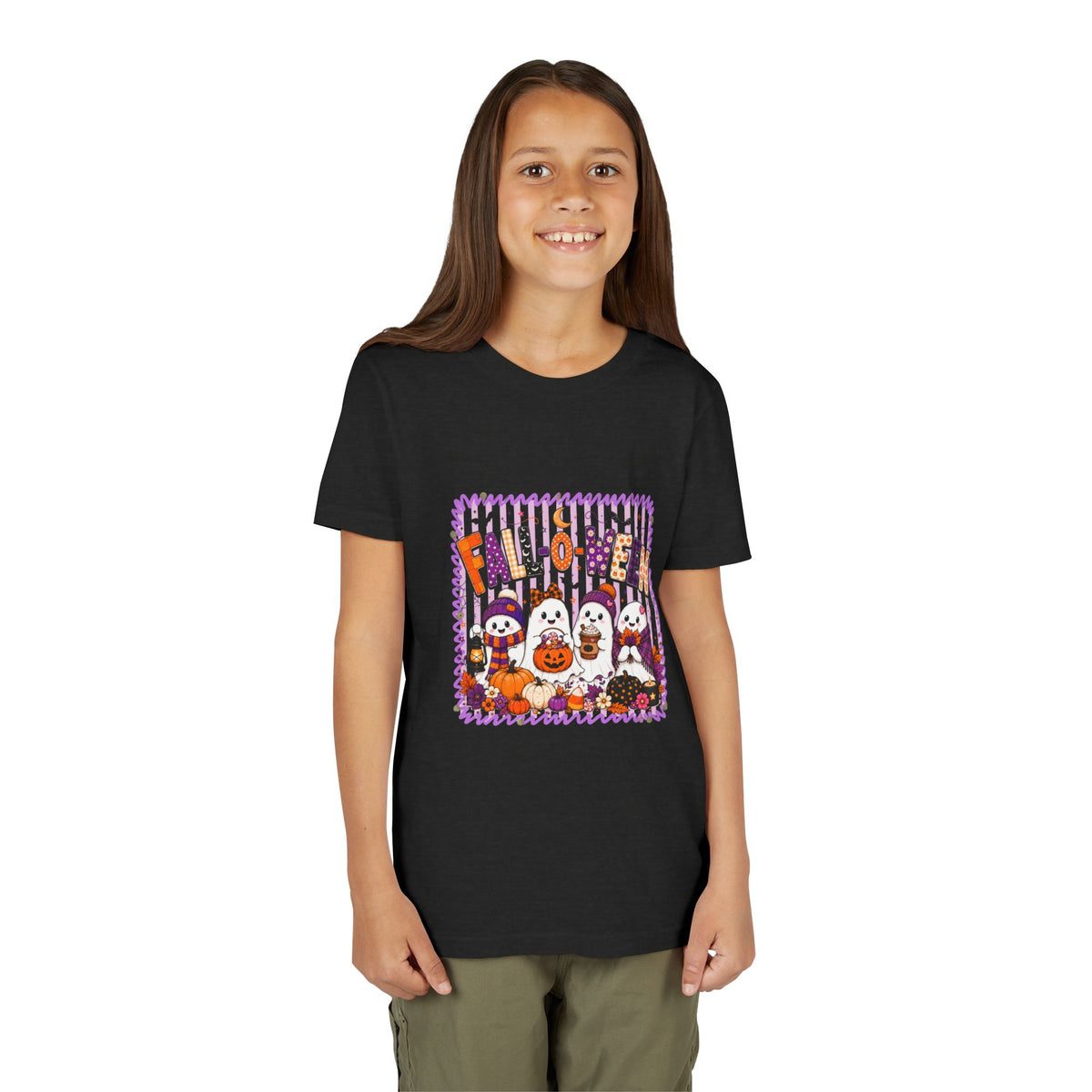 Kids Halloween T‑Shirt — Cute Ghosts & Pumpkins “Halloween” Graphic