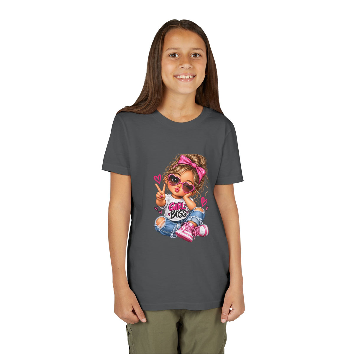 Girl Boss Youth Tee — Cute Cartoon Girl Graphic Shirt