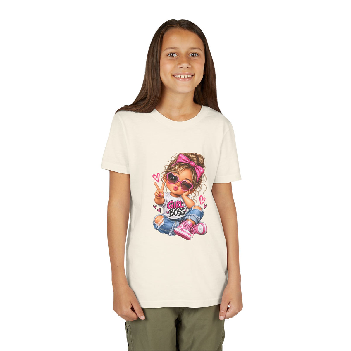 Girl Boss Youth Tee — Cute Cartoon Girl Graphic Shirt