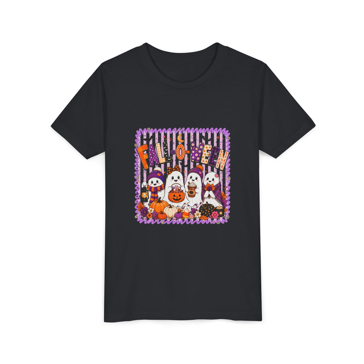 Kids Halloween T‑Shirt — Cute Ghosts & Pumpkins “Halloween” Graphic