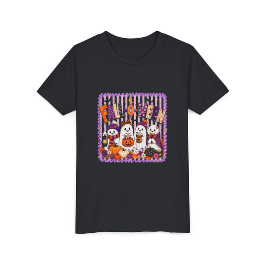 Kids Halloween T‑Shirt — Cute Ghosts & Pumpkins “Halloween” Graphic