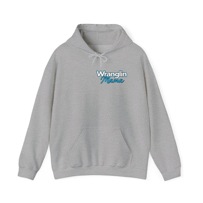 Wranglin Mama Hoodie - Western Cow Skull & Leopard Print Pullover for Cowgirl Moms