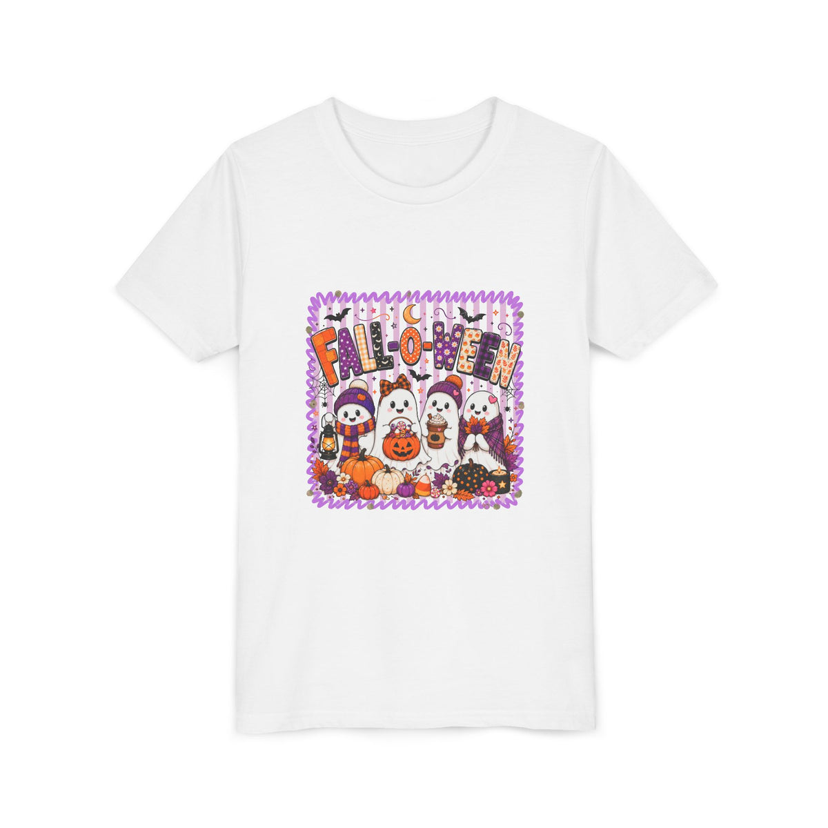 Kids Halloween T‑Shirt — Cute Ghosts & Pumpkins “Halloween” Graphic