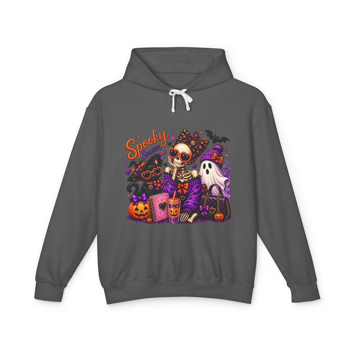 Halloween Skeleton & Pets Hoodie — "Spooky Season" Graphic Sweatshirt