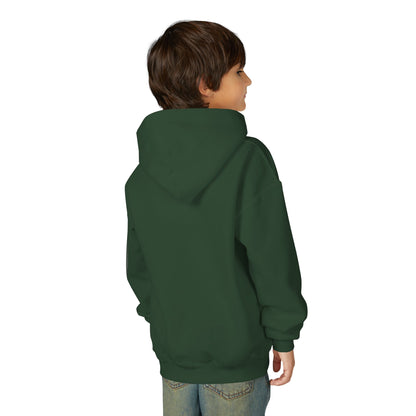 Youth Halloween Hoodie — 'Happy Halloween' Skeleton Riding Dinosaur Kids Sweatshirt