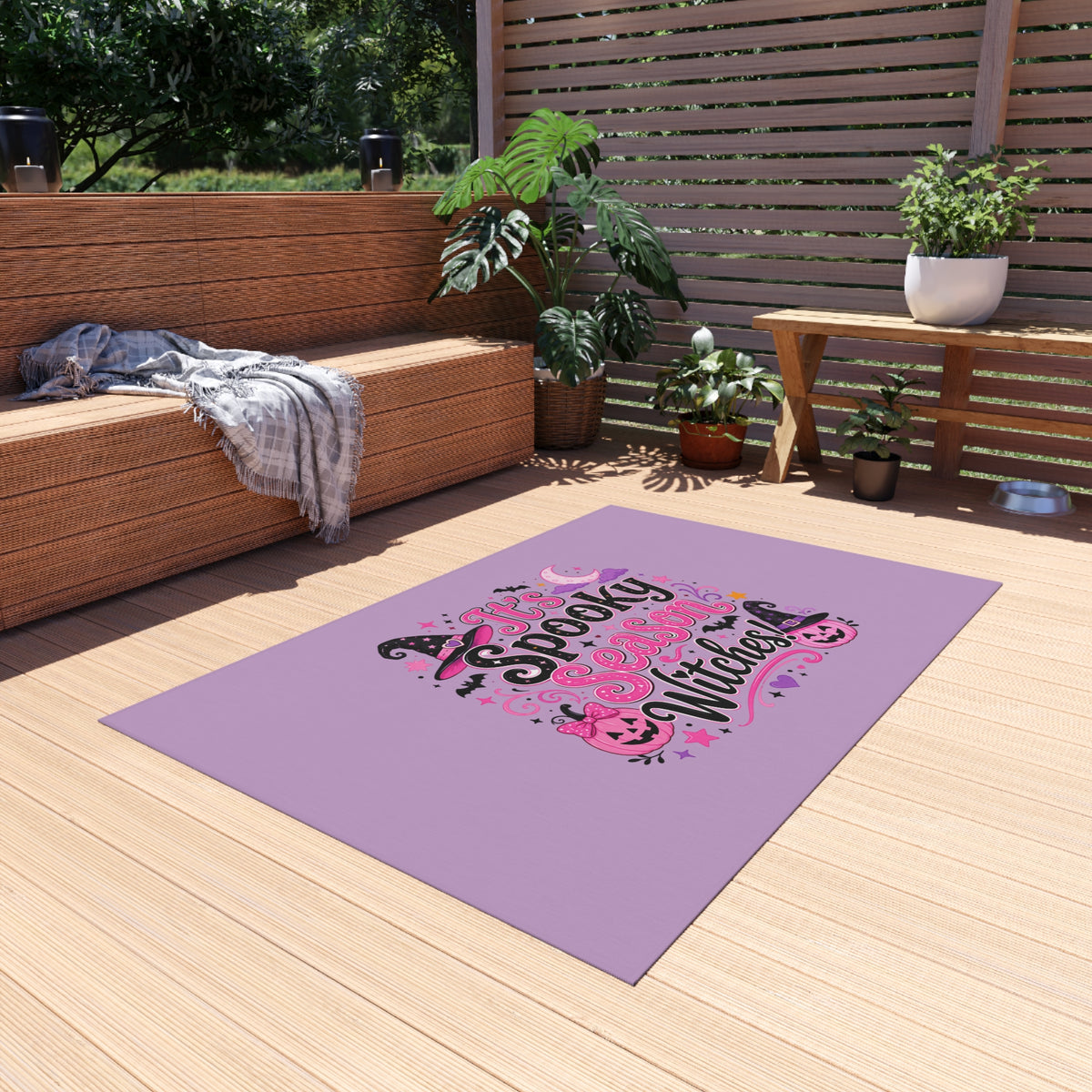 Outdoor Rug — "It's Spooky Season Witches" Halloween Porch Mat