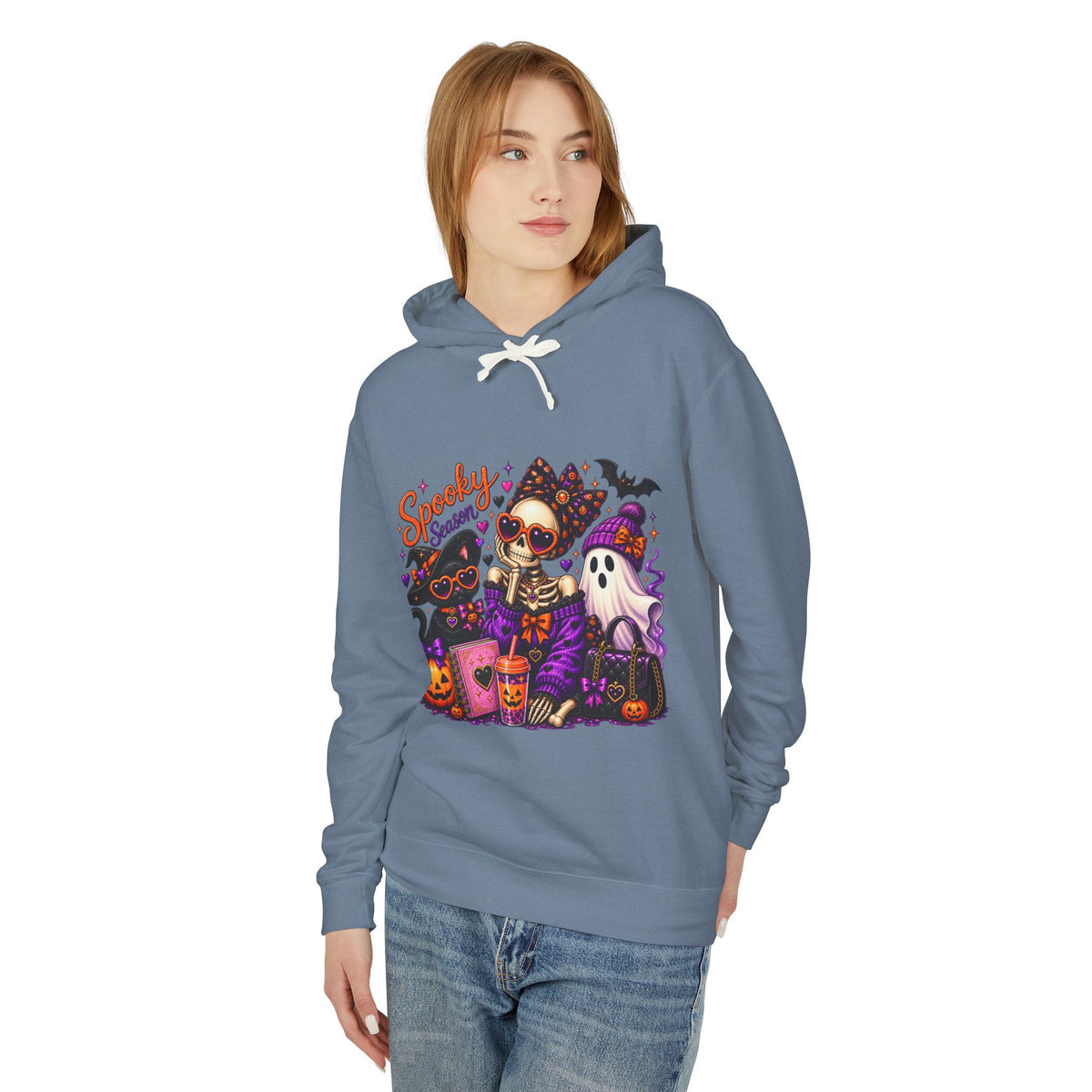 Halloween Skeleton & Pets Hoodie — "Spooky Season" Graphic Sweatshirt
