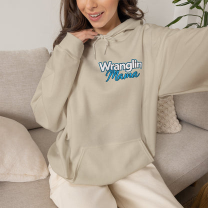 Wranglin Mama Hoodie - Western Cow Skull & Leopard Print Pullover for Cowgirl Moms