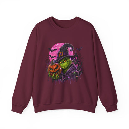 Witchy Pumpkin Crewneck Sweatshirt – Funky Green Witch Halloween Sweatshirt
