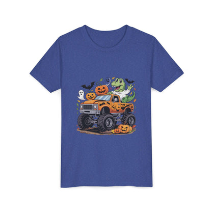 Kids Halloween Monster Truck Tee - Cute Pumpkin, Ghost & Dinosaur Truck Design
