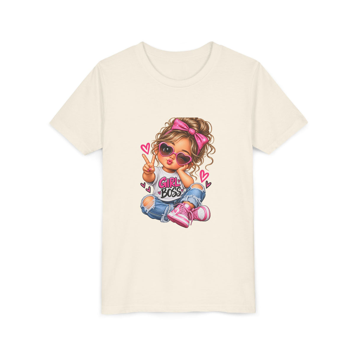 Girl Boss Youth Tee — Cute Cartoon Girl Graphic Shirt