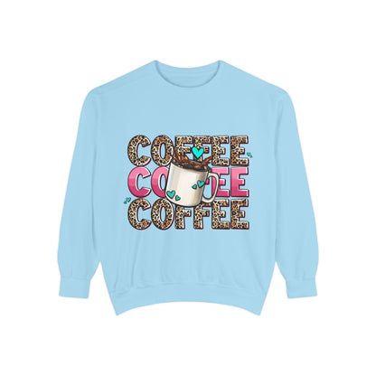 Coffee Leopard Print Sweatshirt — Cute Mug Graphic Coffee Lover Pullover
