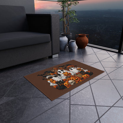 Halloween Ghosts Outdoor Rug — Cute Ghosts, Pumpkins & Black Cats Porch Mat