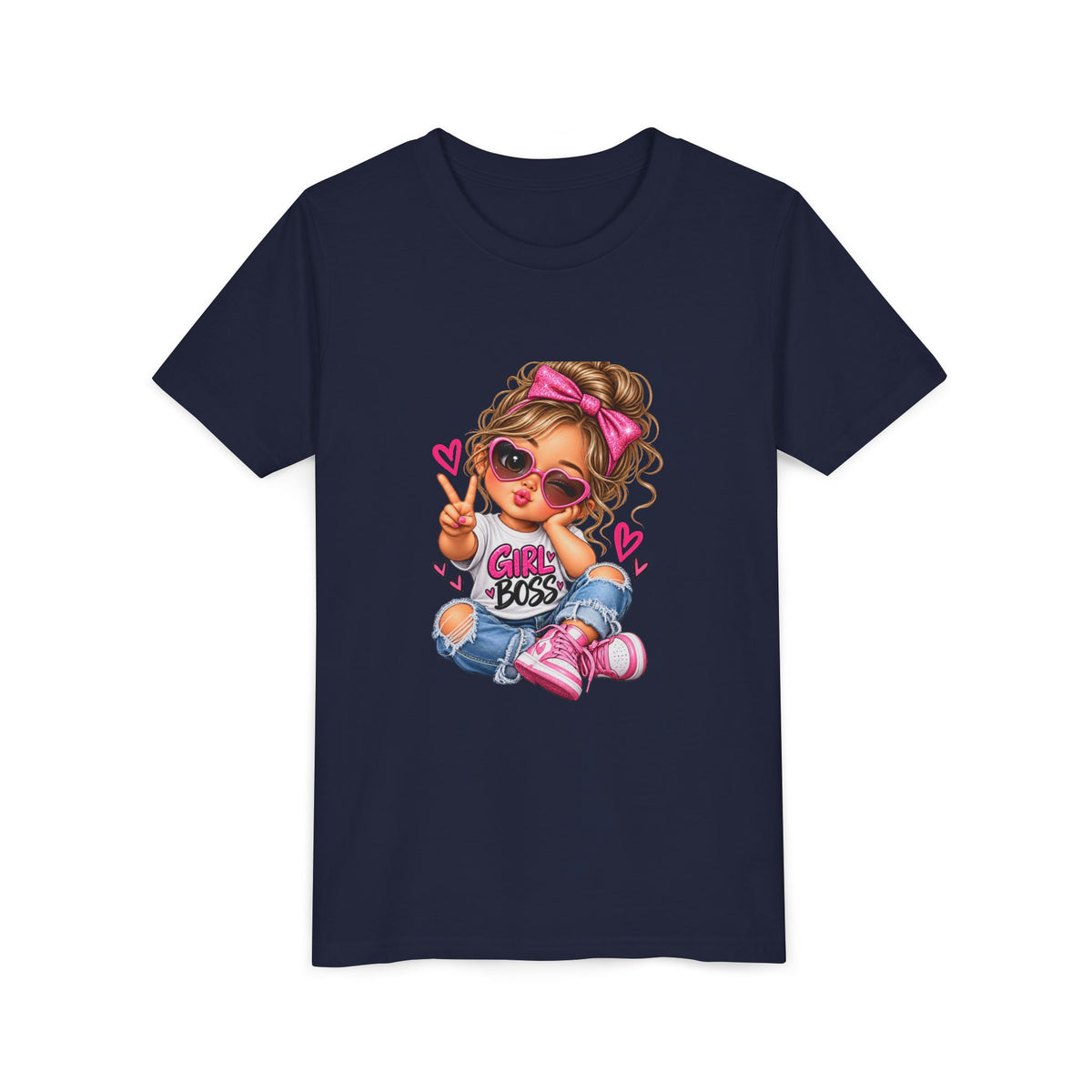 Girl Boss Youth Tee — Cute Cartoon Girl Graphic Shirt