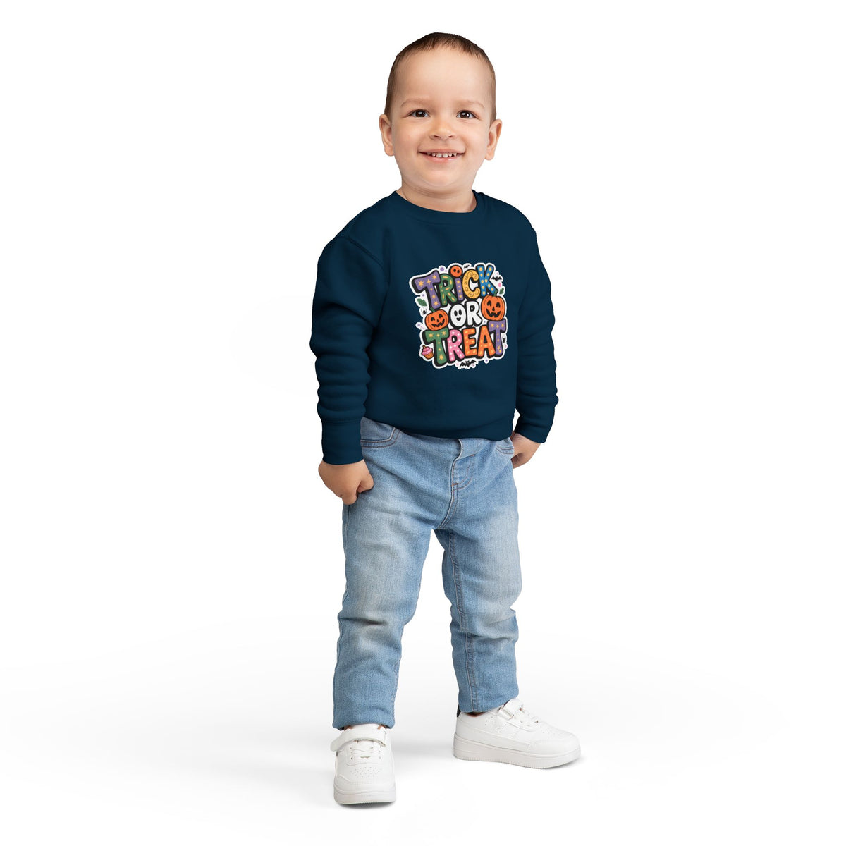 Toddler Sweatshirt - Cute "Trick or Treat" Halloween Pullover with Pumpkins