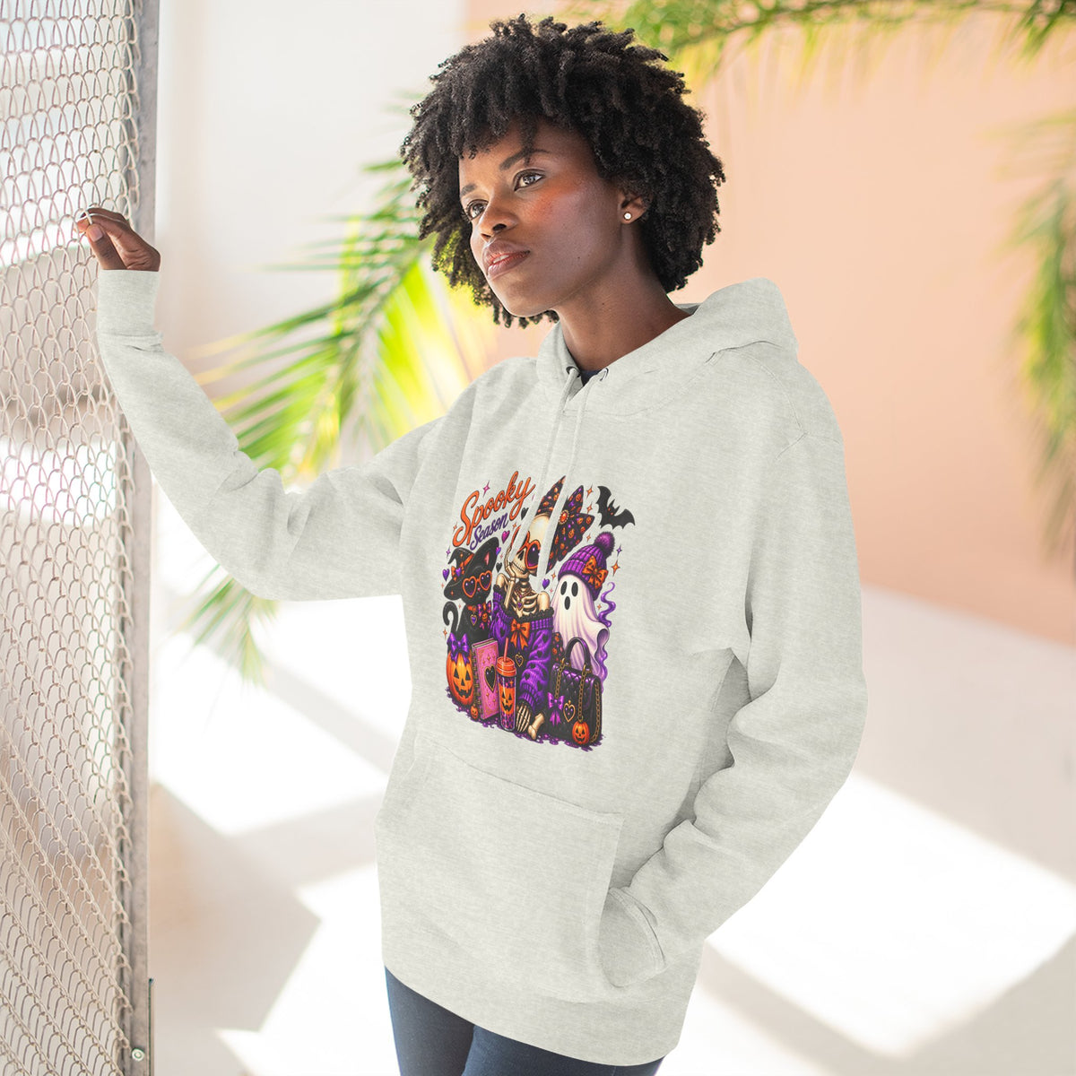 Halloween Ghost Crew Hoodie — 'Spooky Season' Cute Haunted Pumpkin Design