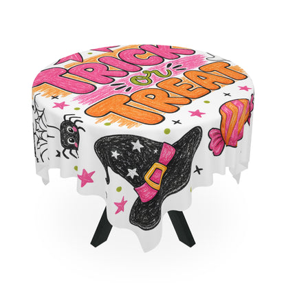 Halloween 'Trick or Treat' Tablecloth — Cute Pink Candy Ghost Pumpkin Design