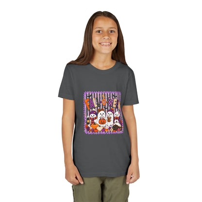 Kids Halloween T‑Shirt — Cute Ghosts & Pumpkins “Halloween” Graphic
