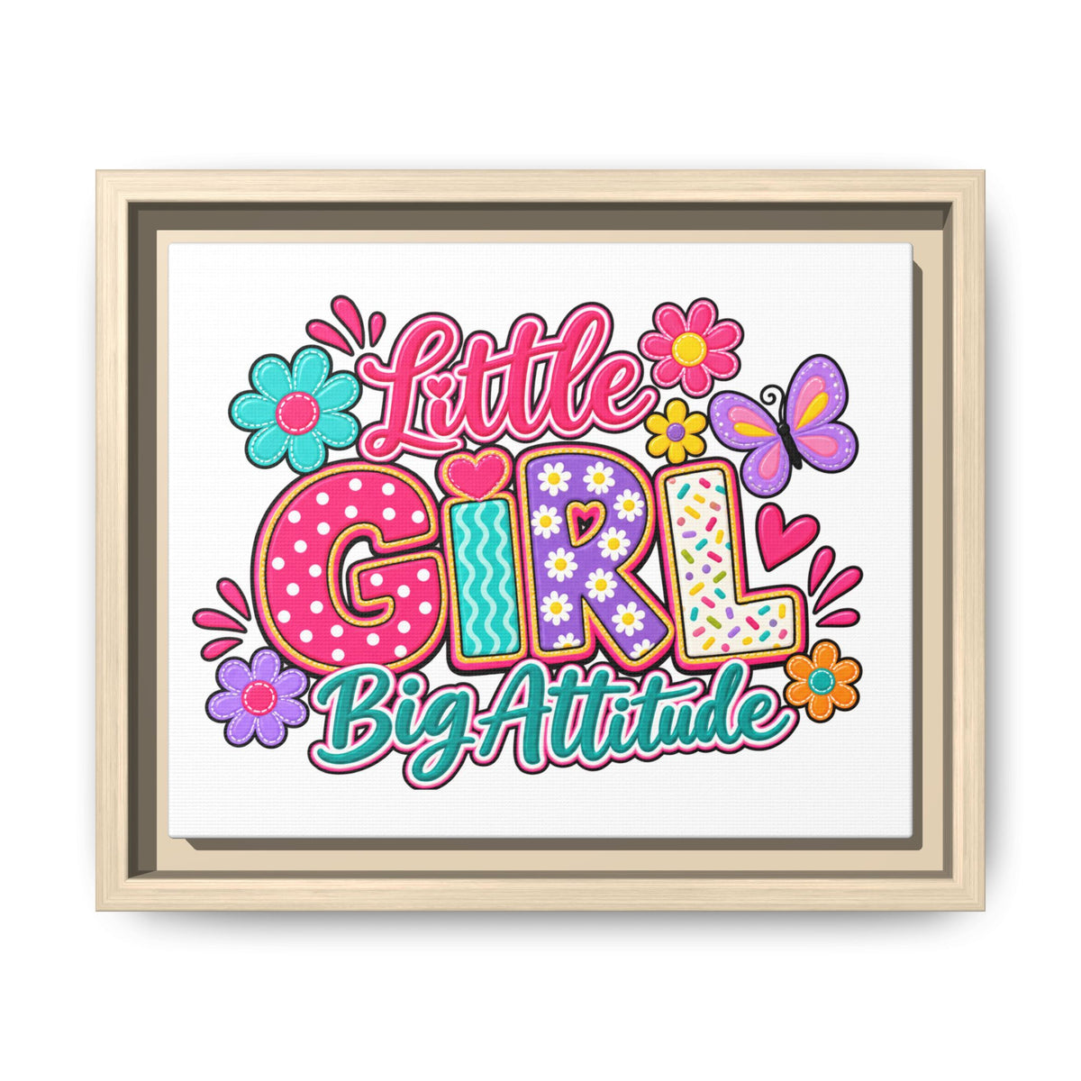 Framed Matte Canvas "Little Girl, Big Attitude" — Colorful Kids Wall Art