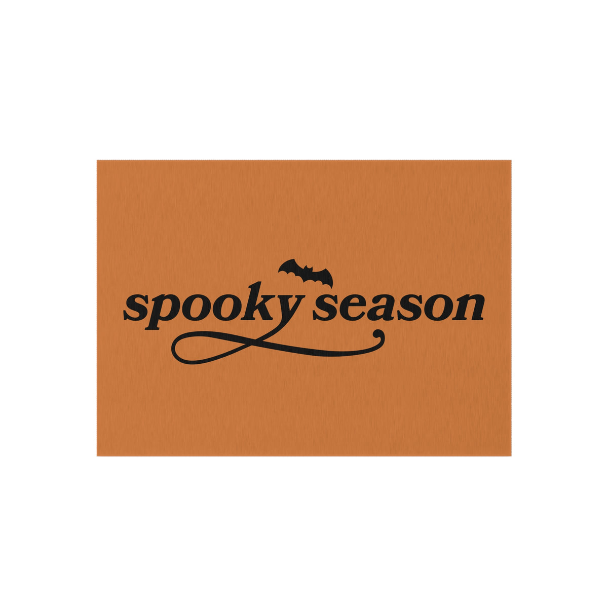 Outdoor Rug — "Spooky Season" Halloween Doormat (Orange with Bat)