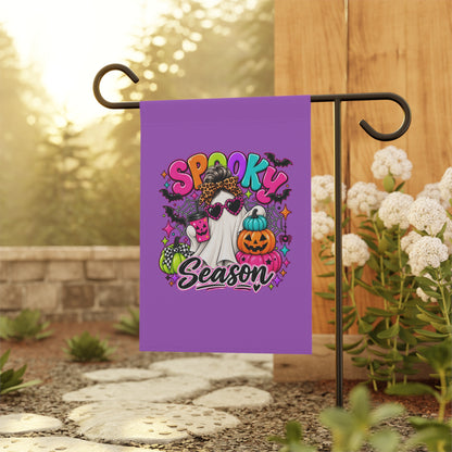 Spooky Season Garden Flag - Halloween Pumpkin & Ghost House Banner