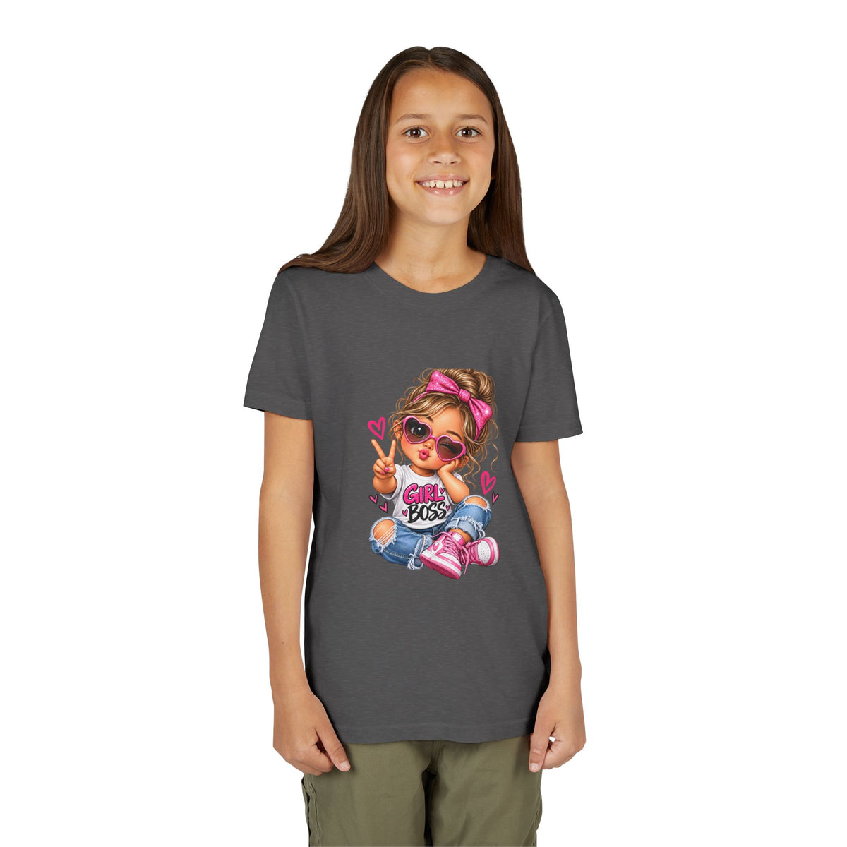 Girl Boss Youth Tee — Cute Cartoon Girl Graphic Shirt