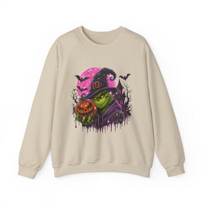 Witchy Pumpkin Crewneck Sweatshirt – Funky Green Witch Halloween Sweatshirt