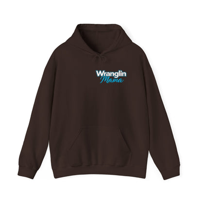 Wranglin Mama Hoodie - Western Cow Skull & Leopard Print Pullover for Cowgirl Moms