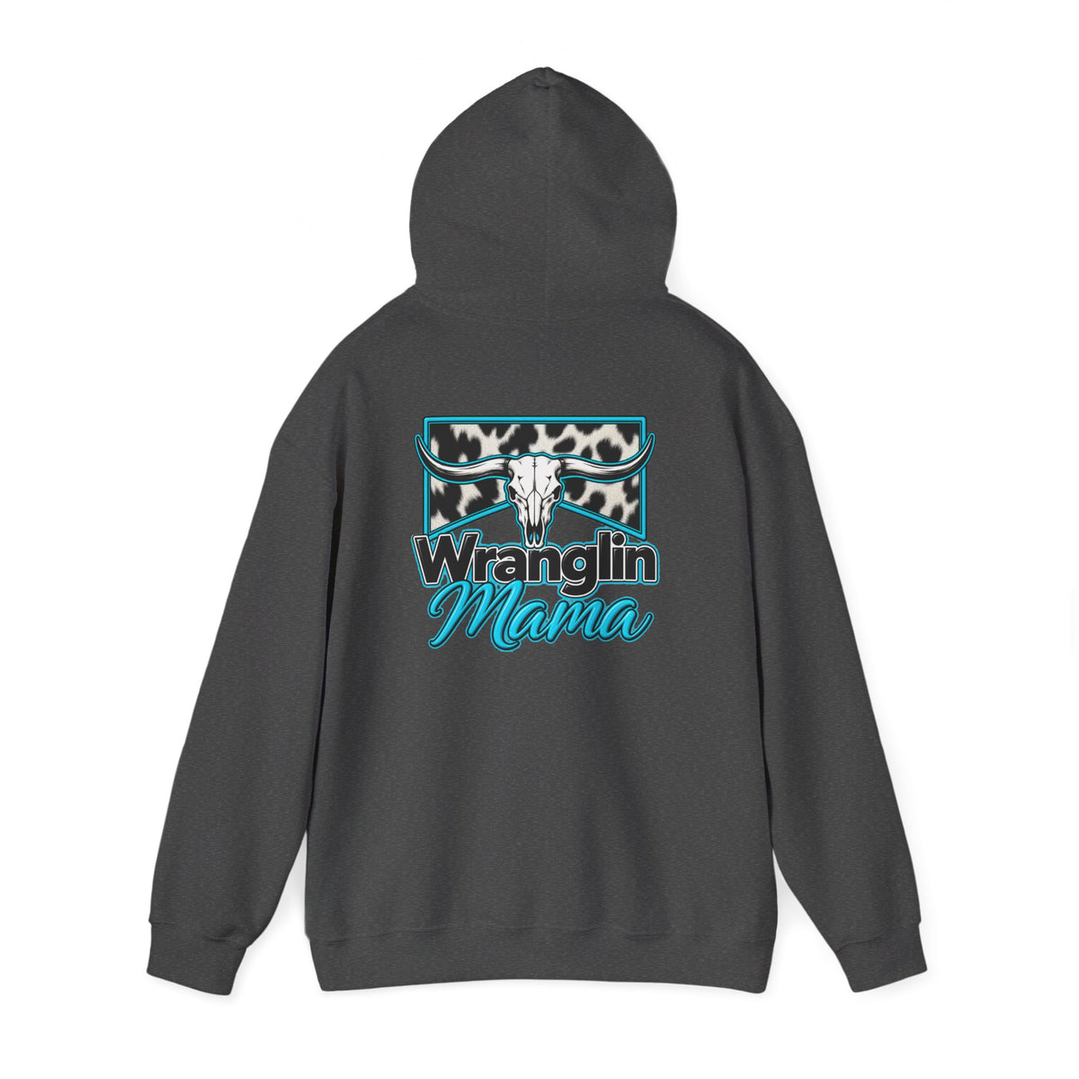 Wranglin Mama Hoodie - Western Cow Skull & Leopard Print Pullover for Cowgirl Moms