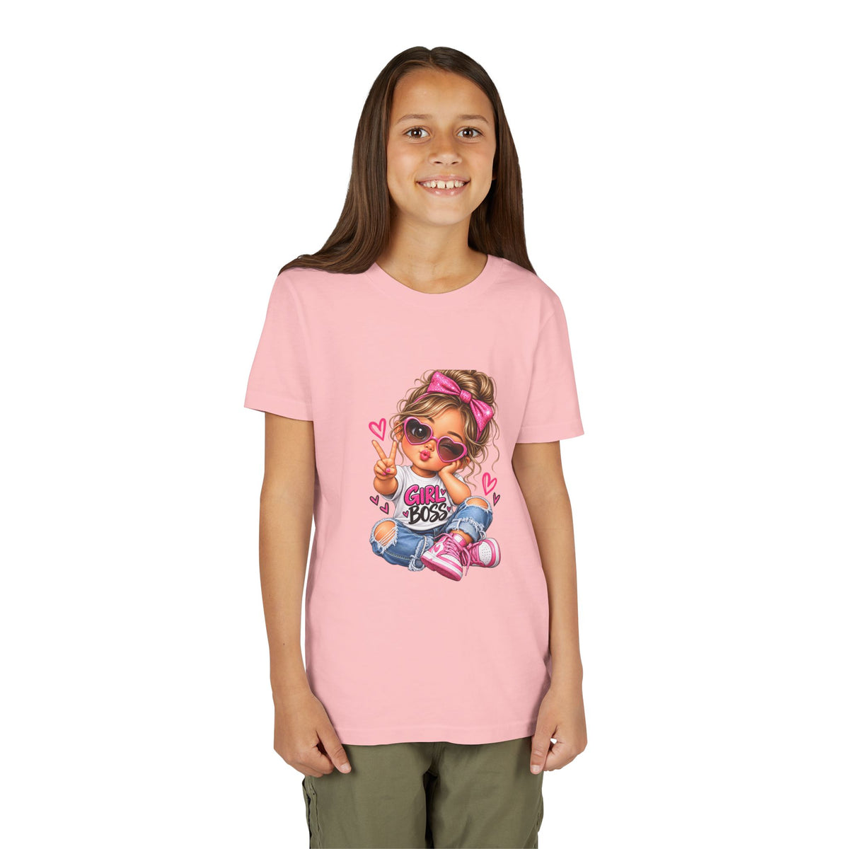 Girl Boss Youth Tee — Cute Cartoon Girl Graphic Shirt