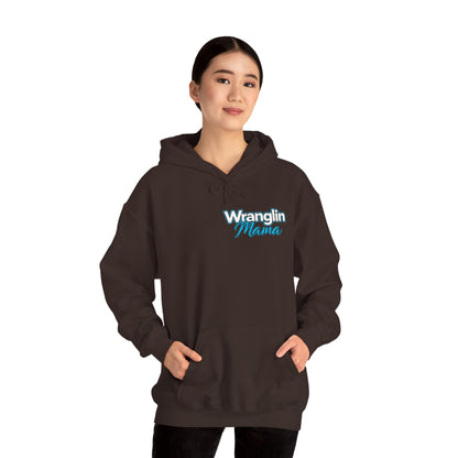 Wranglin Mama Hoodie - Western Cow Skull & Leopard Print Pullover for Cowgirl Moms