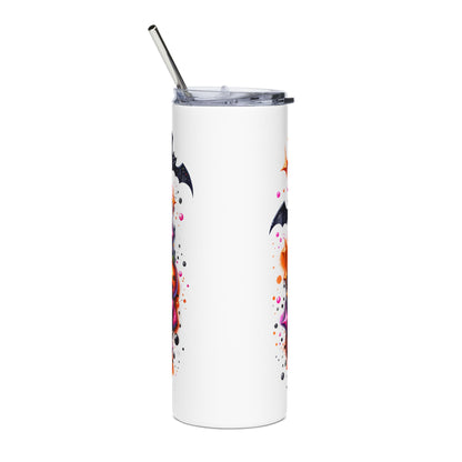 Spooky Season Pumpkin Leopard Bow 20oz Stainless Steel Tumbler