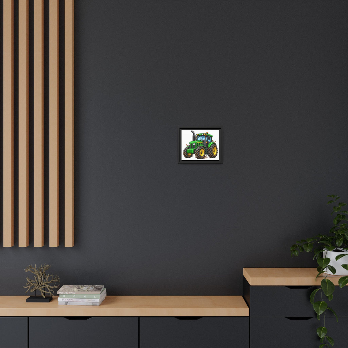 Framed Tractor Matte Canvas Print — Kids' Farm Wall Art