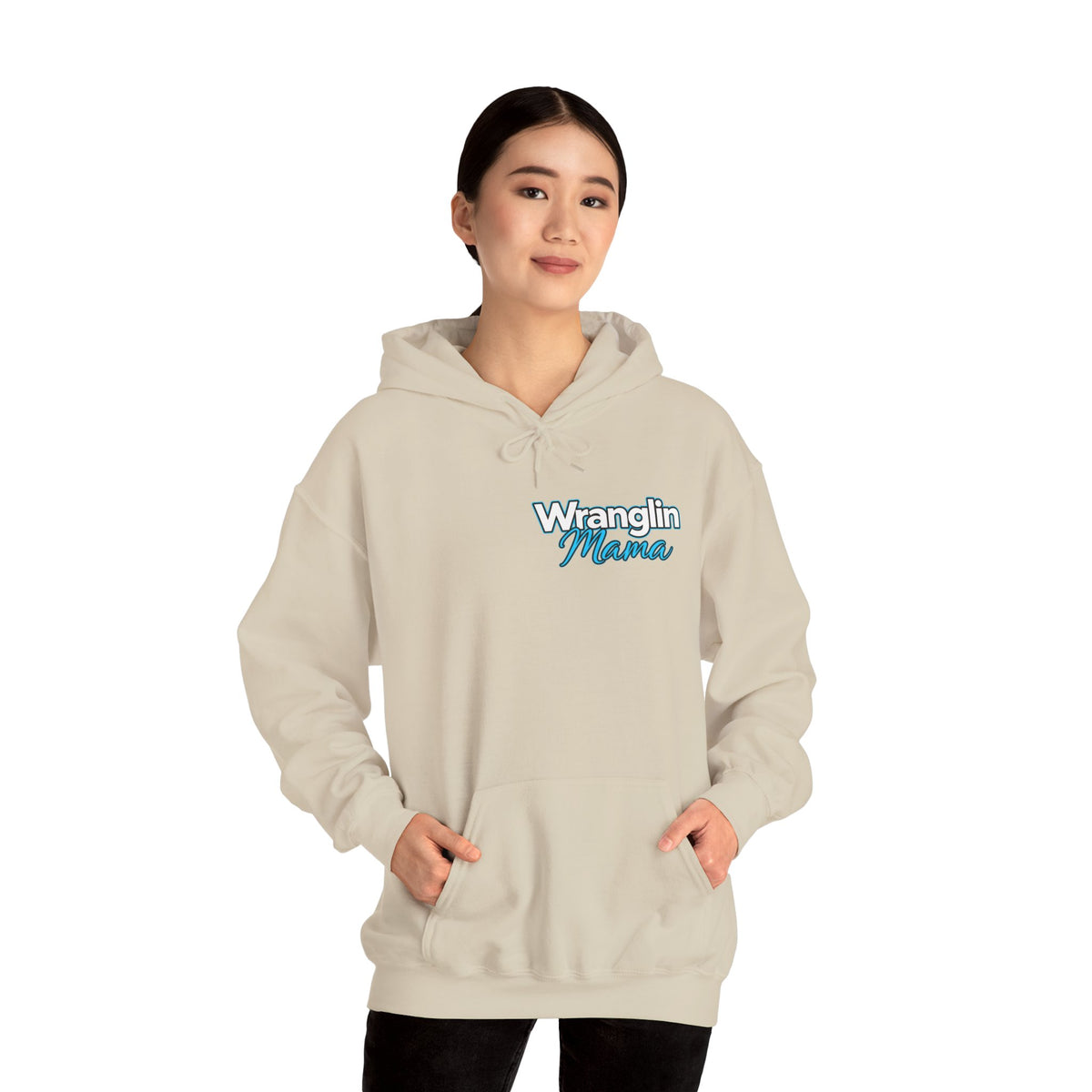 Wranglin Mama Hoodie - Western Cow Skull & Leopard Print Pullover for Cowgirl Moms