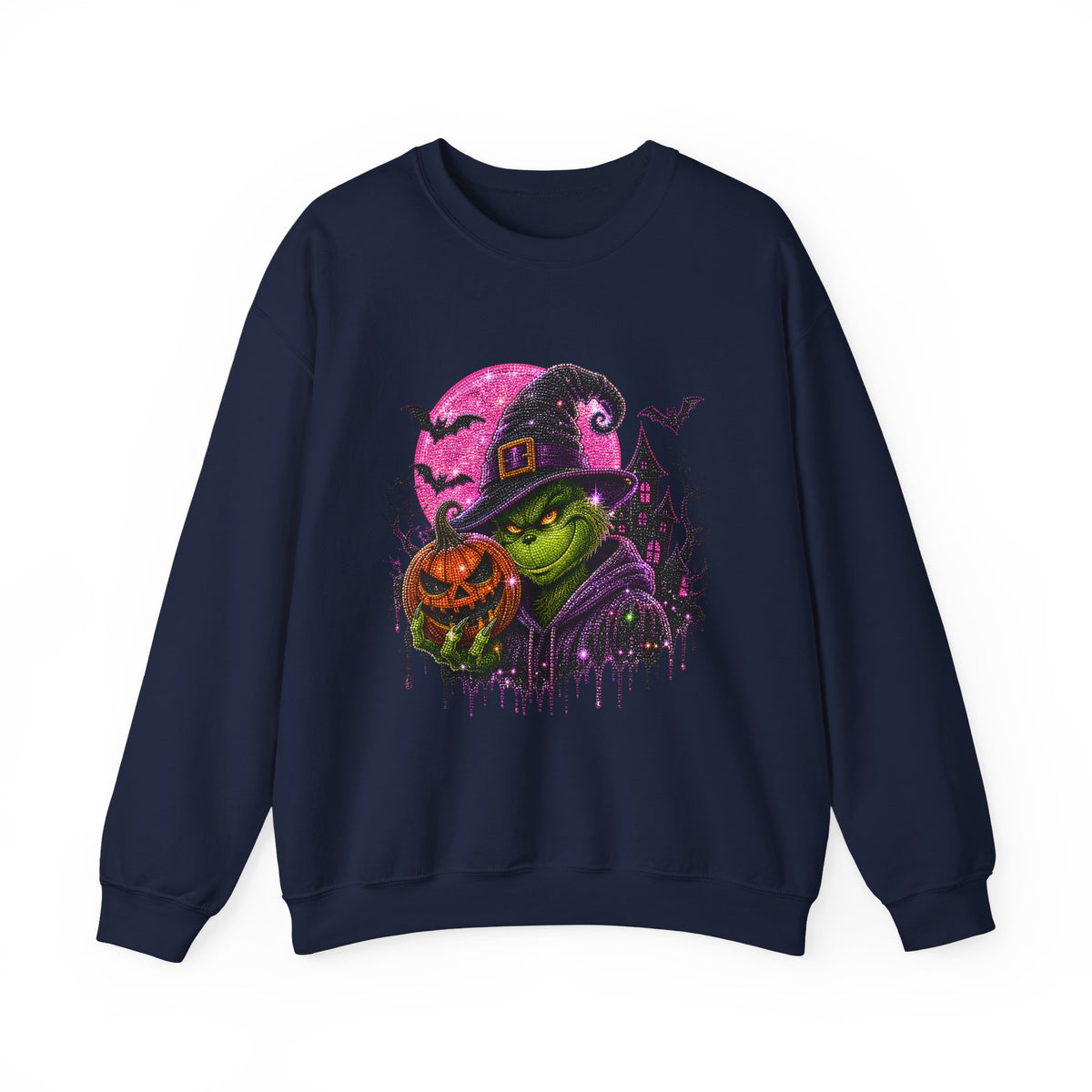 Witchy Pumpkin Crewneck Sweatshirt – Funky Green Witch Halloween Sweatshirt