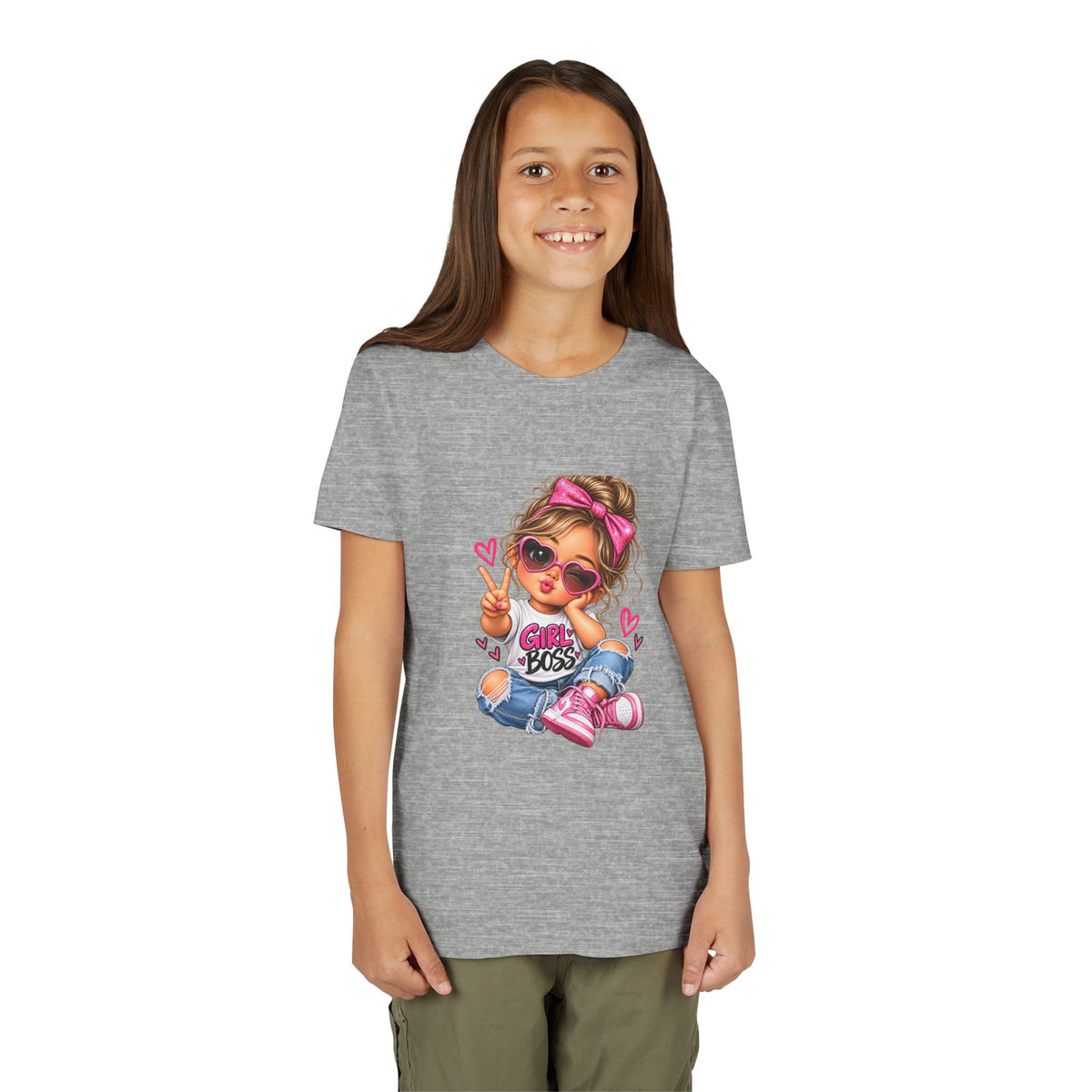 Girl Boss Youth Tee — Cute Cartoon Girl Graphic Shirt