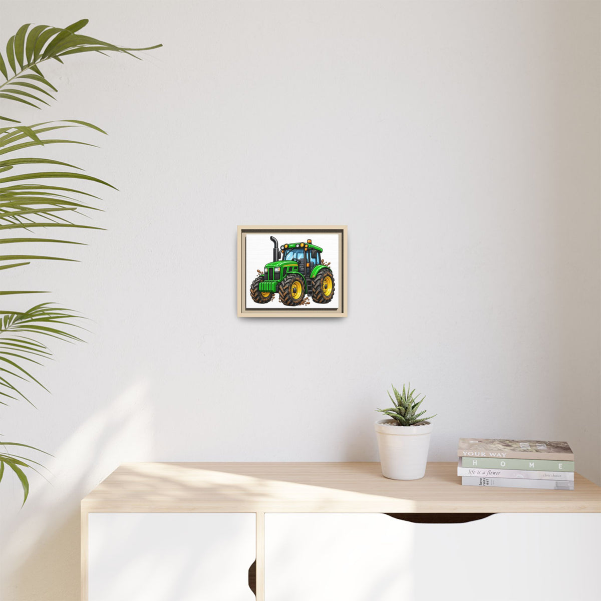 Framed Tractor Matte Canvas Print — Kids' Farm Wall Art